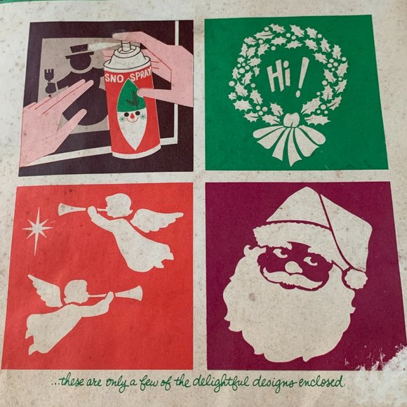 VTG DoublGlo Christmas Stencils Window Spray Snow Decorations 60s Retro - Picture 5 of 8